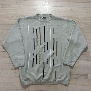 Vintage 90s The Wolt Geometric Abstract Knit Sweater Granpa Cosby style men’s L